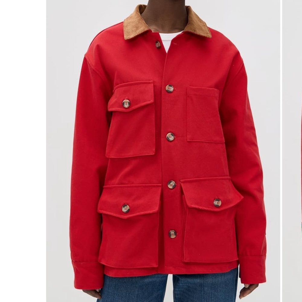 Danzy Red Jacket with Tan Corduroy Collar